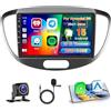 Hikity 2+64G Stereo Auto per Hyundai i10 2007-2013 senza fili Carplay Android Auto Mirror Link, 9 Pollici Android Stereo Radio Bluetooth con GPS WIFI FM/RDS EQ SWC MIC Telecamera Posteriore
