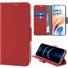 N NEWTOP Cover Compatibile con OPPO A79 5G, HQ Lateral Custodia Libro Flip Chiusura Magnetica Portafoglio Simil Pelle Stand Protezione Completa Case TPU Anti Urto Guscio Base Porta (Rosso)