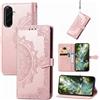 Fertuo Cover per Samsung Galaxy A57, Custodia Portafoglio a Libro in Pelle Flip Case con Porta Carte, Chiusura Magnetica e Stand [Disegni di Mandala] Interno Silicone Sottile Antiurto, Oro Rosa