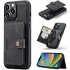 Generic HERCN PU Custodia in Pelle per iPhone 14 PRO Max 6.7;Porta Carte Rimovibile -Cavalletto -Cover per Cellulare Funzionale con Piccolo Portafoglio Magnetico Unico. (Nero)