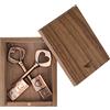leizhan USB Flash Drive con Scatola di Legno, Confezione da 2 Chiave di Metallo di Amore Portachiavi USB Thumb Drive Memory Stick U Disk Unico Regalo di Nozze Pen Drive(32GB*2)