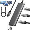 NEWQ Hub video USB-C NEWQ Tipo C Hub 3.2 con monitoraggio della corrente inversa, doppio display video 4K a 30-60Hz, 4 porte USB-C 3.2 GEN2 10 Gbps, supporto PD 100 W Max, con cavo video