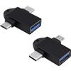 YARCHONN Adattatore OTG 2 in 1 USB tipo C Micro USB maschio a 3.0 A femmina OTG Converter maschio per telefono Android, tablet flash drive tastiera mouse -2 pezzi