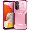 Yerebel Custodia per Galaxy A14 4G/Samsung A14 5G/Galaxy M44 con copriobiettivo scorrevole, Resistente agli urti militare antiscivolo robusto di alta qualità cover per Samsung Galaxy A14 Rosa Bordeaux