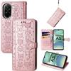 JIUNINE Cover per Redmi A5, Custodia Libro in Pelle Portafoglio Flip Case Antiurto con Modello di Cane e Gatto [Porta Carte] [Magnetica] [Interno TPU] per Redmi A5, Oro rosa