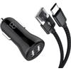 NWNK13 Caricabatteria da auto veloce USB C per Samsung Galaxy A50 A51 A70 A80 A71 A60 A91 5G Caricabatteria da auto 2 porte USB Adattatore per auto Ricarica rapida 4,8 A con cavo USB di tipo C da 1 m