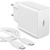 ACANDYA Caricatore Rapido USB C 60 W per Samsung Galaxy S26 Ultra A56 A36 A17 A26 A16 A35 5G Z Flip7 FE Fold7 Tab S10, per iPhone 17e Air Pixel, Caricatore Ultra-Rapido USB Type C con Cavo USB C 5A 1m, Bianco