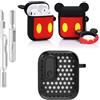 LEWOTE Custodia protettiva 3 in 1 compatibile con Apple AirPods (2a/1a generazione) con kit di pulizia e portachiavi (Topolino)