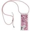 YAMCCCSE Custodia con Cordino per Motorola Moto G10 / G20 / G30,Liquid Quicksand Cover con Collana Practical Stylish,Silicone Liquido Antiscivolo Case per Cellulare Girocollo，Rosa