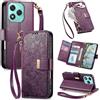 JIUNINE Cover per Honor 400 Lite, Custodia Libro PU Pelle Antiurto Portafoglio Donna, Slot per Carte, Stand Regolabile, Chiusura Magnetica, Motivo Floreale con Foglie in Rilievo, Viola