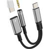 HOYULLI Adattatore audio da USB C a 3,5 mm (2 in 1) per Apple Type C ricarica Power Headset AUX Jack Cavo Dongle per iPhone 16 Pro Max per iPad spina compatibile con Samsung S25 Headphone Microfono Android