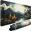 NiHome Tappetino per mouse/tastiera da gaming, misura XL, 89 x 40 cm, protezione completa da scrivania, con base in gomma antiscivolo, per casa e ufficio (montagne e foreste)