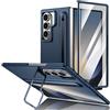 ZQYFCDZ Custodia per Samsung Galaxy Z Fold 7, Con Stylus, Pellicola Protettiva Integrata, Supporto per Fotocamera in Metallo e Porta S Pen, Materiale PC Anti-shock e Resistente alle Impronte - Blu