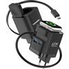 TOPADRE Caricabatterie USB C Retrattile 65W con Cavi per Apple Watch, Adattatore Alimentazione USB C GaN 4 Porte con Cavo per Apple Watch Ultra/11/10/9/8/7/SE, per MacBook, per iPhone, per iPad. Nero