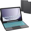 ROOFEI Custodia per Galaxy Tab A9+/A11+ con tastiera - 7 colori illuminazione rimovibile Trackpad Tablet Cover - Tastiera retroilluminata QWERTZ Layout Tedesco con portapenne per Samsung Tab A9 Plus/A11 Plus