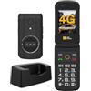 AGM M8 FLIP Telefono per Anziani Con Base di Ricarica,Telefono a Conchiglia con Tasti Grandi,Impermeabile/Antigoccia, SOS, Compatibilità con Apparecchi Acustici,Tastiera Grande, 4G Doppia SIM,IP68/69K