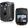 CAMMHD W1-32G HD 2160P Body Cam 10-12 ore di Registrazione Video H.265 Codice Video Visione Notturna Bodycam Fotocamera del Corpo Indossabile con 2 Clip Girevoli a 360°