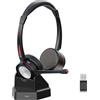 Beebang Cuffie Bluetooth con microfono per PC, cuffie wireless con adattatore USB e stazione di ricarica, 40 ore di conversazione, cuffie wireless per ufficio, lavoro, laptop, cellulare, Microsoft