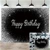 CUMIA Sfondo nero e glitter argento compleanno festa adulto fotografia sfondo buon compleanno decorazione foto banner (17 x 15 piedi)