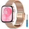 MaEiol Cinturino Metallo per Huawei Watch Fit 5/5 Pro/Huawei Watch Fit 4 Pro /4/3, Chiusura Rete Metallo Cintura Regolabile per Uomini Donne, Acciaio Inossidabile Ricambio Cinturino - Oro Rosa