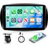 Hodozzy 4G+64G Autoradio per Mercedes Benz Smart 453 Fortwo 2014-2020 Android 9 Pollici InCell Touch Schermo Carplay Wireless Android Auto, Stereo 2 Din Bluetooth DSP GPS WiFi Radio FM RDS Telecamera