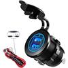 Meijeegu Meipire Presa Caricabatteria Auto Doppia USB 36 W Ricarica Rapida 3.0, Adattatore USB 12V Impermeabile Fusibile 10A per Moto Camion Carrello Barche Marine 12V / 24V
