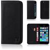 32ndShop 32nd Serie Classica - Custodia a Portafoglio in Pelle Vera per Apple iPhone 5, 5S & SE (2016), Case con Diversi Comparti, Chiusura Magnetica e Supporto Integrato - Nero