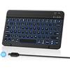 HUOBAO Tastiera Bluetooth Wireless, Tastiera Retroilluminata Multi-Dispositivo Per iPad, iPhone, Mac, Android, Windows, Antiscivolo, Mini Tastiera Ricaricabile, Qwerty Uk, Nero