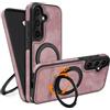 COODIO Cover in Pelle con Supporto Girevole di 360° per Samsung Galaxy S23 Fe 6,4 Pollici, Custodia Magnetica Compatibile con MagSafe/Caricatore Wireless, Cover Sottile e Creativa, Rosa