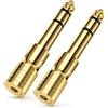 deleyCON Adattatore Jack 3,5 mm a 6,35 mm [2 Pezzi] - Connettore aux Stereo - Contatti Placcati Oro - per Cuffie, Altoparlanti, Chitarra, Amplificatore Hi-Fi, Tastiera, Mixer ecc.
