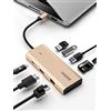 iDsonix Hub USB C 8 in 1, Adattatore Multiporta USB C in Alluminio Docking Station USB C con HDMI 4K a 60Hz, PD 100W, 1000M Ethernet, lettore di schede SD/TF per MacBook iPad Dell/Hp Laptop Oro rosa