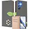 MOJIA Custodia a Portafoglio per Doogee Note 56X / Note 56X Pro, Cover in Pelle PU Flip con Fiore e Chiusura Magnetica Foglia, Slot Carte, Funzione Stand.-Grey