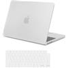 MOSISO Cover Compatibile con MacBook Air 13,6 Pollici M4 A3240 M3 A3113 M2 A2681 per Air 13 Pollici Custodia 2025 2024-2022,Trama Fibra Carbonio Punteggiata Case Protettiva&Copritastiera,Traslucido