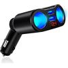 SopwMap Distributore Accendisigari con 2 prese Multiple, Voltmetro, 2 Porte USB,Car Cigarette Lighter, Caricabatteria da Auto Accendino, Ricarica Rapida 12V/24V, Adattatore per Cellulare, Tablet, Dash Cam