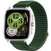 GIOPUEY Cinturini Compatibile con Amazfit Cheetah Square, Nylon Traspirante Sport Loop Cinturino in Morbido Nylon Intrecciato Strap Band - Darkgreen