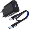 UNIDOPRO Caricatore USB C 30W per iPhone 16 15 Serie+1M Piatto Cavo Tipo C [10mm Connettore] per Rugged Smartphone Tablet,Galaxy S24 S23 S22 A25 A35 A34 A33 A54 A55 Xcover7 Dispositivi con Interfaccia Profonda