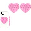 Leeneen 2 supporti a ventosa in silicone a forma di cuore su entrambi i lati, supporto per telefono con ventosa antiscivolo, accessori per selfie e video, per tutti i telefoni cellulari (rosa)