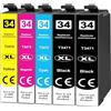 Jhaan 34XL Cartucce d'inchiostro compatibili con Epson 34 XL 34XL Multipack compatibile con Epson Workforce Pro WF-3720DWF WF-3725DWF WF-3720 WF-3725 WF3725 WF3720 WF 3725 (confezione da 5)