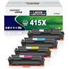 SINOPRINT 415 X Toner no Chip compatibile con HP 415X 415A per Color LaserJet Pro MFP M479fdw M479dw M479fnw M479fdn M454dw W2030A W2031A W2032A W2033A (nero ciano, giallo magenta, confezione da 4)