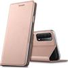 Verco case per Huawei P Smart 2021 Cover, Custodia a Libro Pelle PU per Huawei P Smart 2021 Booklet Protettiva [magnetica integrata], Rosa