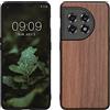 kwmobile Custodia Compatibile con OnePlus 11 Cover - Protezione in Legno per Smartphone - Back Case con Bumper in Silicone TPU - marrone scuro