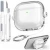R-Fun per Custodia AirPods 4 con Bloccaggio Sicuro & Kit Di Pulizia, Custodia Protettiva Antiurto Anti-Caduta per Cuffie Compatibile con AirPods 4, Bianco Trasparente