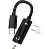 WASRUYI Adattatore USB C a Cavo Aux Audio per Apple iPhone16(2in1)compatibile per Samsung 3.5mm Cuffie Microfono Dongle Type-C caricatore per ipad Tipo C Ricarica DAC Auricolari Sdoppiatore Accessori Auto 3,5