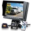 Hodozzy Telecamera Posteriore Kit con Schermo IPS da 7 Pollici 1080P Monitor per Telecamera Retromarcia con Visione Notturna Impermeabile IP69, Telecamera Connettore Aeronautico 12V-24V per Camion