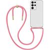 MyGadget Cover per Samsung Galaxy S21 Ultra - Custodia con Corda - Case con Cordino Trasparente Antiurto con Laccio | Tracolla - Practical Stylish - Rosa