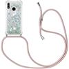 HongMan Custodia per Cellulare con Corda per Huawei Honor 10 Lite/P Smart 2019, Liquido Sabbie Mobili Bumper Case TPU Cover con Collana Practical Stylish/Necklace Cordoncino Cordino Case