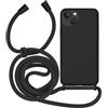 MyGadget Custodia con Cordino per iPhone 13 - Custodia Antiurto in Silicone Morbido - Case 3 Strati in TPU Resistente - Protezione Antigraffio - Nero