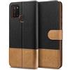BEZ Cover per Samsung A21s, Custodia per Portafoglio Samsung Galaxy A21s Protettiva in Tela e PU Pelle Portafoglio Flip Cover con Chiusura Magnetica, Nero