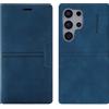 OKZone Cover per Samsung Galaxy S25 Ultra, Custodia Flip Pelle Portafoglio Magnetica Libro con Slot Schede, Slim Silicone TPU Bumper Wallet Supporto Case Antiurto Cover(Blu)