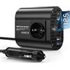 TAGEEBLU 300W inverter 12v 220v, inverter auto con 1 presa, tipo C 30W, ricarica rapida USB 25W, 3 porte USB, display LED